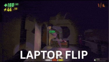 a laptop flip game is being played on a screen