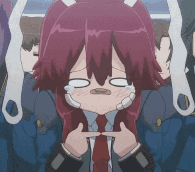 a girl with red hair and a bandage on her face
