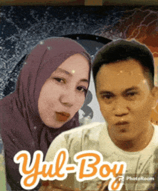 a picture of a man and a woman with the words " yul-boy " on the bottom