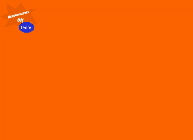 an orange background with haroun haeder on tenor written in white