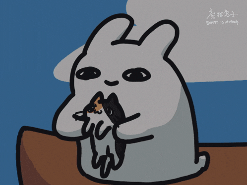 a drawing of a bunny with the words bunny is mine written below it