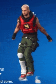 a man in a red vest with the letter e on it