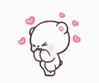 a cartoon drawing of a teddy bear with hearts around it .