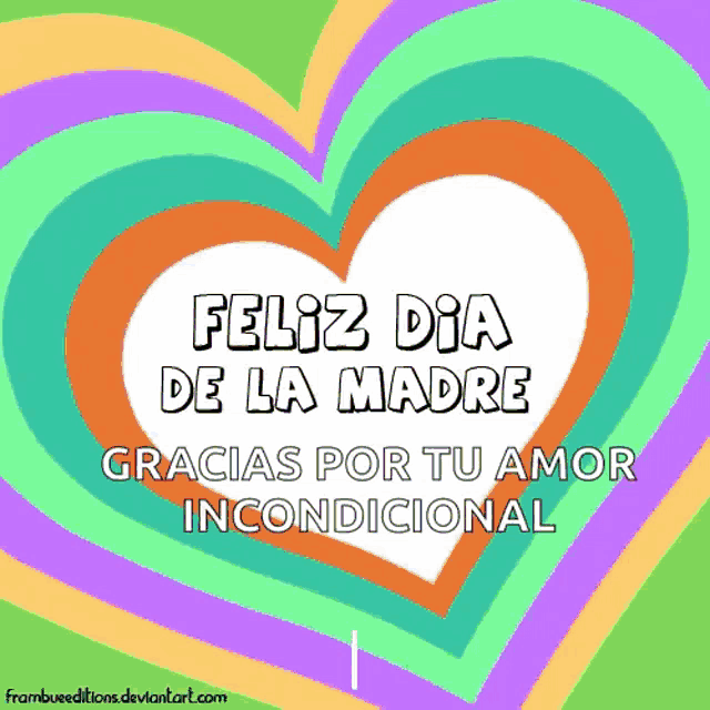 a colorful heart with the words feliz dia de la madre on it