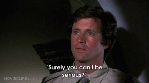 He Is Serious, And His Name Isn'T Shirley. GIF - Airplane Robert Hays Leslie Nielsen GIFs