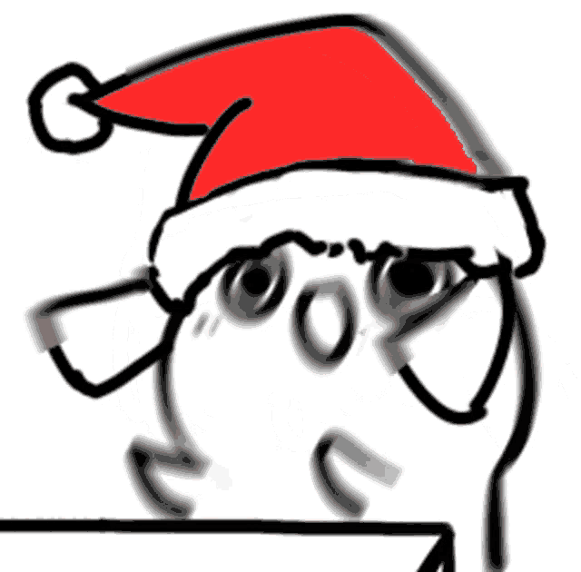 a drawing of a person wearing a santa hat and glasses