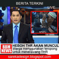 a man in a suit and tie is standing in front of a screen that says berita terkini live