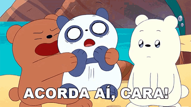 a cartoon bear with the words acorda ai cara