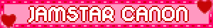 a pink banner that says jamstar canon in white letters