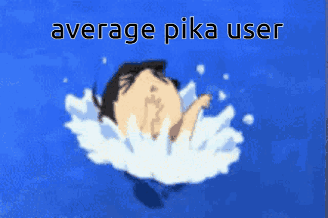 a picture of a person in the water with the words " average pika user " on the bottom