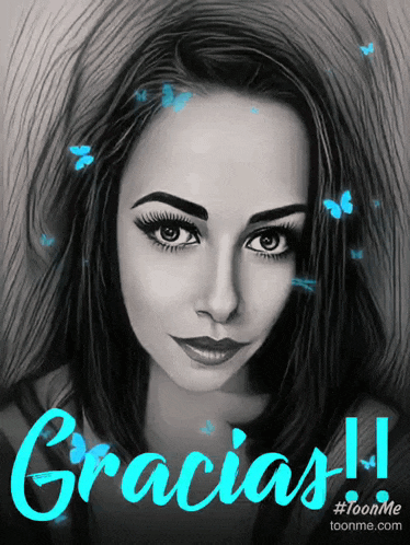 a black and white drawing of a woman with the words gracias written on the bottom