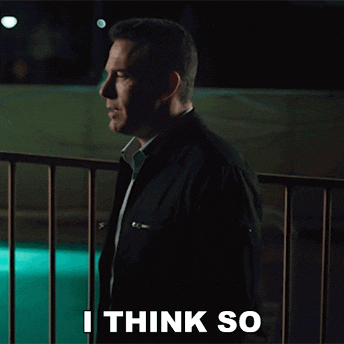 a man standing next to a fence with the words " i think so " written on the bottom