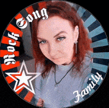 a woman in a circle with the words rock song family written on it