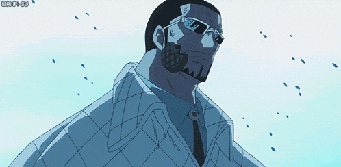 a drawing of a man with a beard wearing sunglasses and a blue shirt