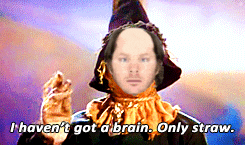 a picture of a scarecrow with the words i haven t got a brain only straw