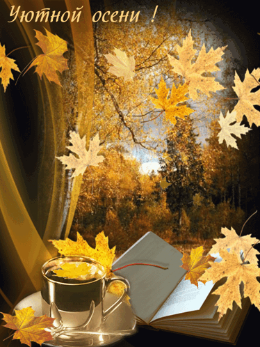 осень листья GIF - осень листья чашка GIFs