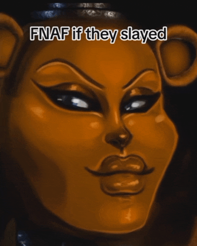 a drawing of a woman with the words fnaf if they slayed on the bottom