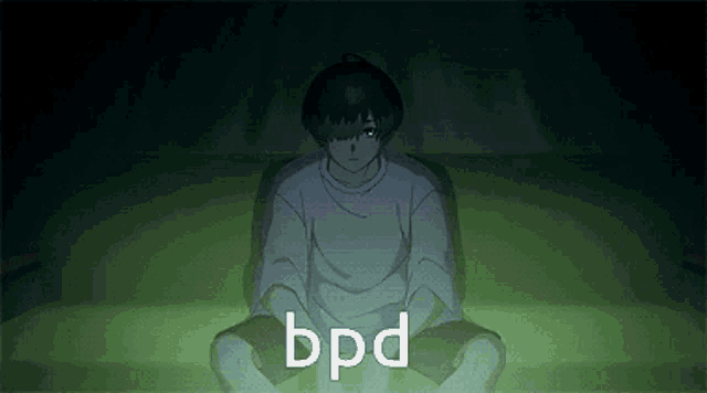 a pixel art of a boy sitting on a green couch with the word bpd written below him