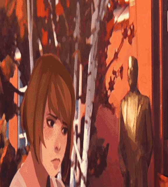 a painting of a girl and a man standing next to each other