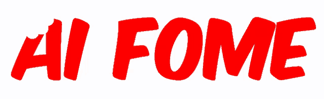 a white background with red letters that say ai fome