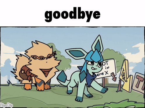 a cartoon of a pokemon holding a sign that says " got in here x "