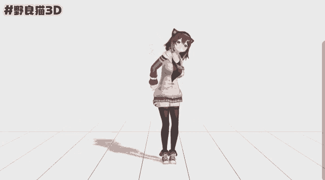 a 3d rendering of a girl with a cat ear