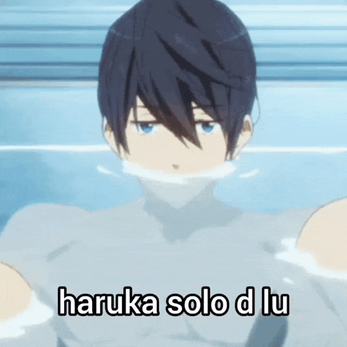a picture of a boy in a bathtub with the words haruka solo d lu on the bottom