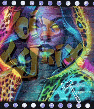 a picture of a woman with graffiti on her face and the word love