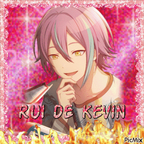 a picture of rui de kevin with flames around him
