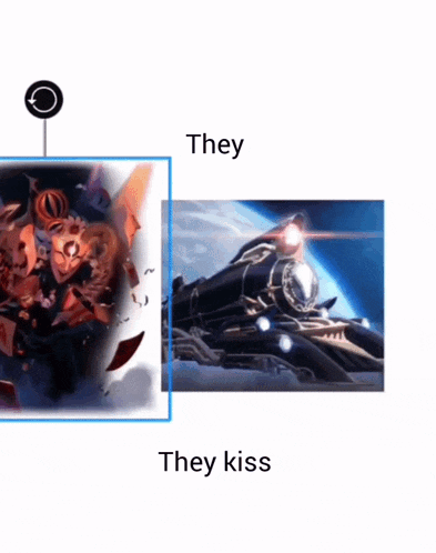 a picture of a train with the words they kiss on it