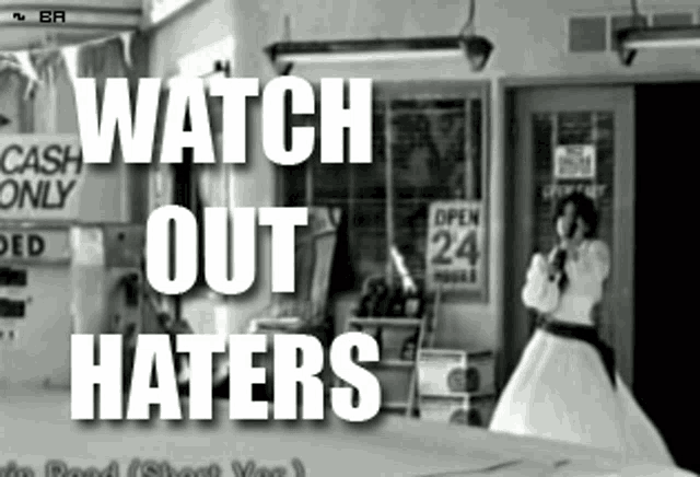 a woman in a white dress is standing in front of a sign that says cash only