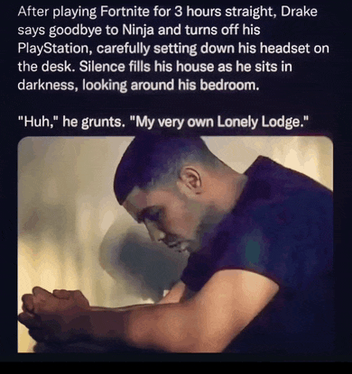 drake is playing fortnite for 3 hours straight and says goodbye to ninja and turns off his playstation