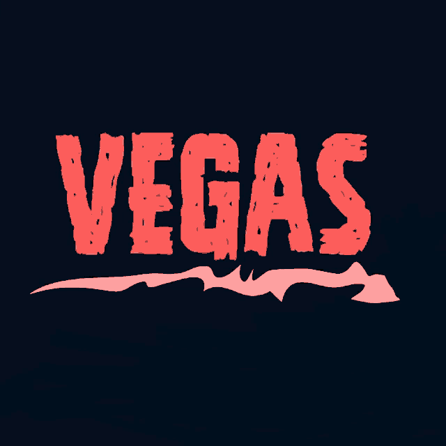 vegas is written in red on a dark blue background