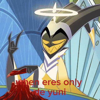 a cartoon character with a halo on his head and the words " when eres only de yuni "