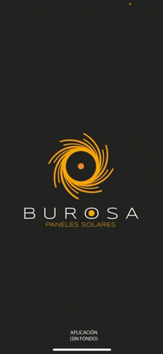 a black screen with a yellow logo that says ' burosa paneles solares ' on it