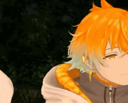 a close up of a person with orange hair