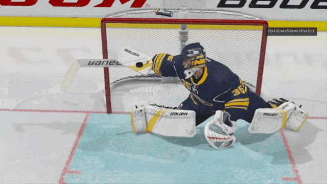a hockey game is being played in front of a banner for ccm