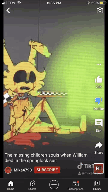 a screenshot of a video that says the missing children souls when william died in the spring lock suit