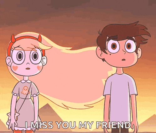 star vs the forces of evil star and marco are standing next to each other and star is saying i miss you my friend