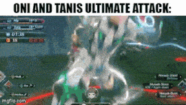 a screenshot of a video game with the words oni and tanis ultimate attack at the top