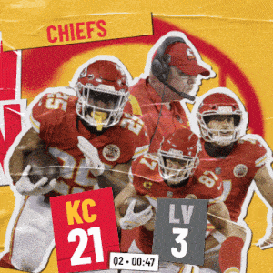 a poster for the chiefs football team shows a collage of players and coaches