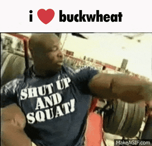 a man wearing a shirt that says ' shut up and squat ' on it