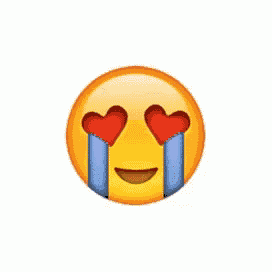a smiley face with tears coming out of its eyes and hearts in its eyes