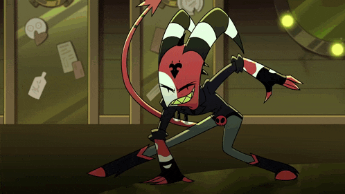 a cartoon character with a long tail and a skull on his chest