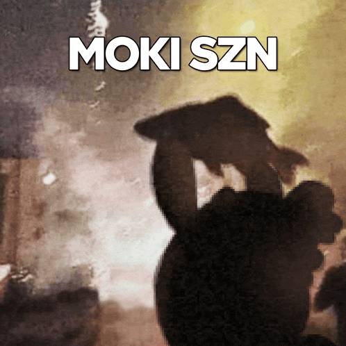 a silhouette of a person with the name moki szn written above them