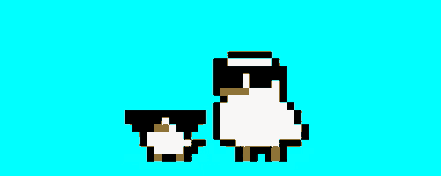 a pixel art of a penguin with sunglasses on