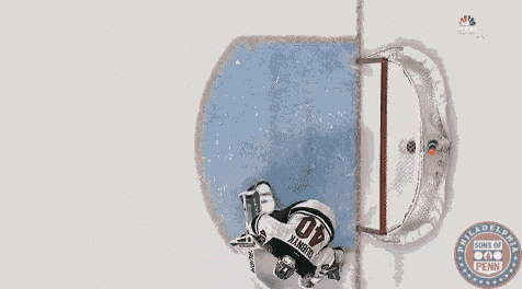 an aerial view of a hockey game with a sons of penn logo