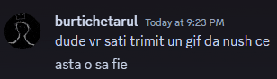 a screenshot of a message from burtichetarul
