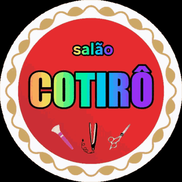 a red circle with the word cotiro in rainbow letters