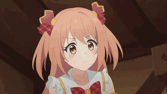 a cartoon of a girl with green hair making a face with the letter v on it